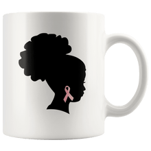 Load image into Gallery viewer, RobustCreative-Breast Cancer Awareness Afro American African - Melanin Poppin&#39; 11oz Funny White Coffee Mug - Black Women Support Black Girl Magic - Friends Gift - Both Sides Printed
