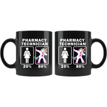 Load image into Gallery viewer, RobustCreative-Pharmacy Technician Dabbing Unicorn 20 80 Principle Superhero Girl Womens - 11oz Black Mug Medical Personnel Gift Idea
