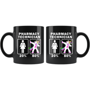 RobustCreative-Pharmacy Technician Dabbing Unicorn 20 80 Principle Superhero Girl Womens - 11oz Black Mug Medical Personnel Gift Idea