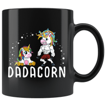 Load image into Gallery viewer, RobustCreative-Dadacorn Unicorn Dad And Baby Fathers Day Birthday Party Black 11oz Mug Gift Idea
