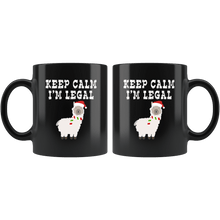 Load image into Gallery viewer, RobustCreative-Llama Santas Hat Keep Calm Im Legal Alpaca Peru Cute - 11oz Black Mug Christmas gift idea Gift Idea
