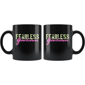 RobustCreative-Fearless Grandmama Camo Hard Charger Veterans Day - Military Family 11oz Black Mug Retired or Deployed support troops Gift Idea - Both Sides Printed
