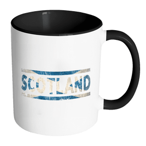 RobustCreative-Retro Vintage Flag Scottish Scotland 11oz Black & White Coffee Mug ~ Both Sides Printed