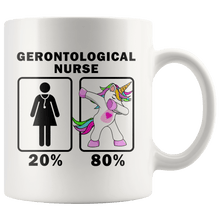 Load image into Gallery viewer, RobustCreative-Gerontological Nurse Dabbing Unicorn 20 80 Principle Superhero Girl Womens - 11oz White Mug Medical Personnel Gift Idea
