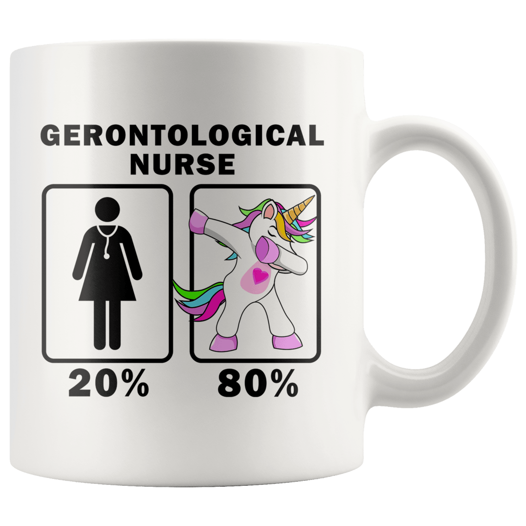 RobustCreative-Gerontological Nurse Dabbing Unicorn 20 80 Principle Superhero Girl Womens - 11oz White Mug Medical Personnel Gift Idea