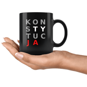 RobustCreative-Polska Konstytucja - Polish Pride PL 11oz Black Mug Solidarity Solidarnosc Independant Poland Gift Idea - Both Sides Printed