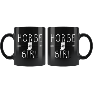 RobustCreative-Indiana Horse Girl Gifts Hoosier Shape Country for women - 11oz Black Mug Riding Lover Gift Idea