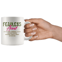 Load image into Gallery viewer, RobustCreative-Just Like Normal Fearless Aunt Camo Uniform - Military Family 11oz White Mug Active Component on Duty support troops Gift Idea - Both Sides Printed
