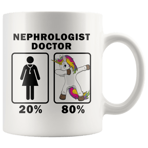 RobustCreative-Nephrologist Doctor Dabbing Unicorn 80 20 Principle Superhero Girl Womens - 11oz White Mug Medical Personnel Gift Idea
