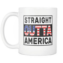 Load image into Gallery viewer, RobustCreative-Straight Outta America - American Flag 11oz Funny White Coffee Mug - Independence Day Family Heritage - Women Men Friends Gift - Both Sides Printed (Distressed)
