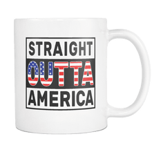 Load image into Gallery viewer, RobustCreative-Straight Outta America - American Flag 11oz Funny White Coffee Mug - Independence Day Family Heritage - Women Men Friends Gift - Both Sides Printed (Distressed)
