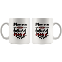 Load image into Gallery viewer, RobustCreative-Mamma of the Wild One Lumberjack Woodworker Sawdust - 11oz White Mug red black plaid Woodworking saw dust Gift Idea
