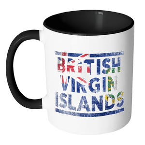 RobustCreative-Retro Vintage Flag Virgin Islander British Virgin Islands 11oz Black & White Coffee Mug ~ Both Sides Printed
