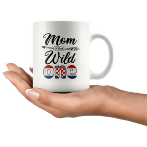 RobustCreative-Croatian Mom of the Wild One Birthday Croatia Flag White 11oz Mug Gift Idea