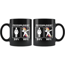 Load image into Gallery viewer, RobustCreative-Psychologist Dabbing Unicorn 80 20 Principle Superhero Girl Womens - 11oz Black Mug Medical Personnel Gift Idea
