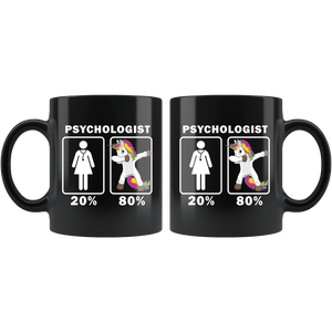 RobustCreative-Psychologist Dabbing Unicorn 80 20 Principle Superhero Girl Womens - 11oz Black Mug Medical Personnel Gift Idea