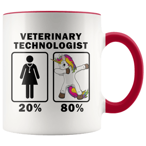 RobustCreative-Veterinary Technologist Dabbing Unicorn 80 20 Principle Superhero Girl Womens - 11oz Accent Mug Medical Personnel Gift Idea