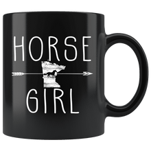 Load image into Gallery viewer, RobustCreative-Minnesota Horse Girl Gifts Minnesotan Shape Country for women - 11oz Black Mug Racing Lover Gift Idea
