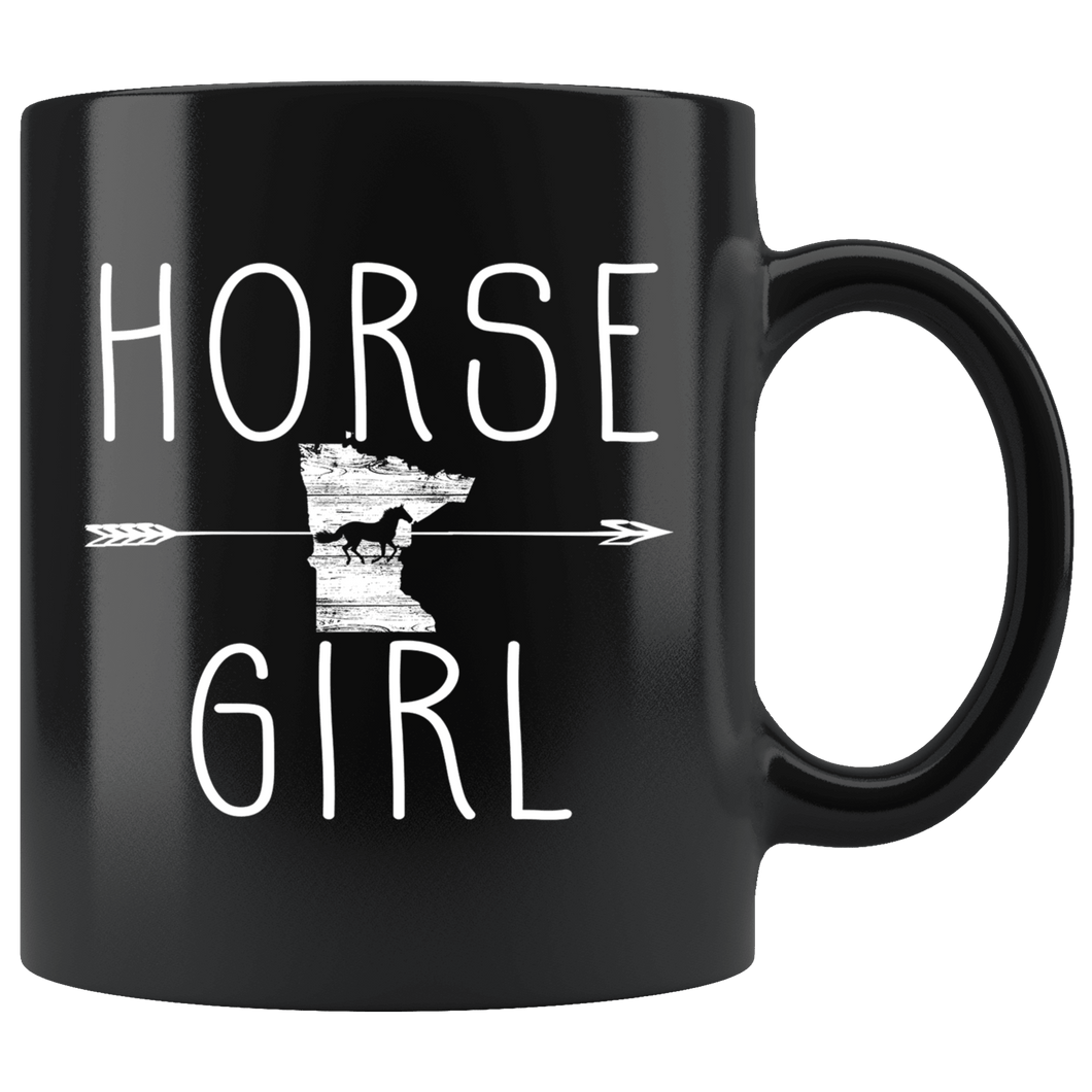 RobustCreative-Minnesota Horse Girl Gifts Minnesotan Shape Country for women - 11oz Black Mug Racing Lover Gift Idea