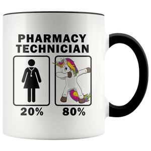 RobustCreative-Pharmacy Technician Dabbing Unicorn 80 20 Principle Superhero Girl Womens - 11oz Accent Mug Medical Personnel Gift Idea