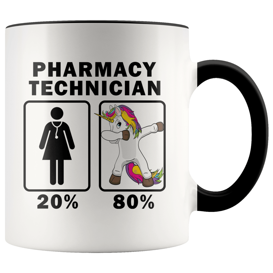 RobustCreative-Pharmacy Technician Dabbing Unicorn 80 20 Principle Superhero Girl Womens - 11oz Accent Mug Medical Personnel Gift Idea