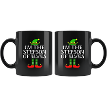 Load image into Gallery viewer, RobustCreative-Im The Stepson of Elves Family Matching Elf Outfits PJ - 11oz Black Mug Christmas group green pjs costume Gift Idea
