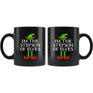 RobustCreative-Im The Stepson of Elves Family Matching Elf Outfits PJ - 11oz Black Mug Christmas group green pjs costume Gift Idea