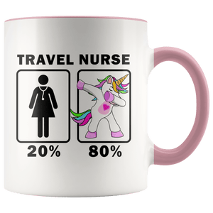 RobustCreative-Travel Nurse Dabbing Unicorn 20 80 Principle Superhero Girl Womens - 11oz Accent Mug Medical Personnel Gift Idea