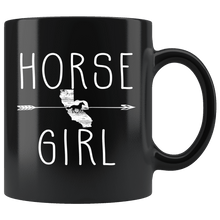 Load image into Gallery viewer, RobustCreative-California Horse Girl Gifts Californian Shape Country for women - 11oz Black Mug Riding Lover Gift Idea
