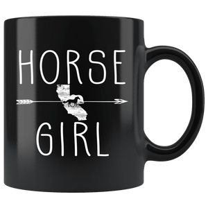 RobustCreative-California Horse Girl Gifts Californian Shape Country for women - 11oz Black Mug Riding Lover Gift Idea