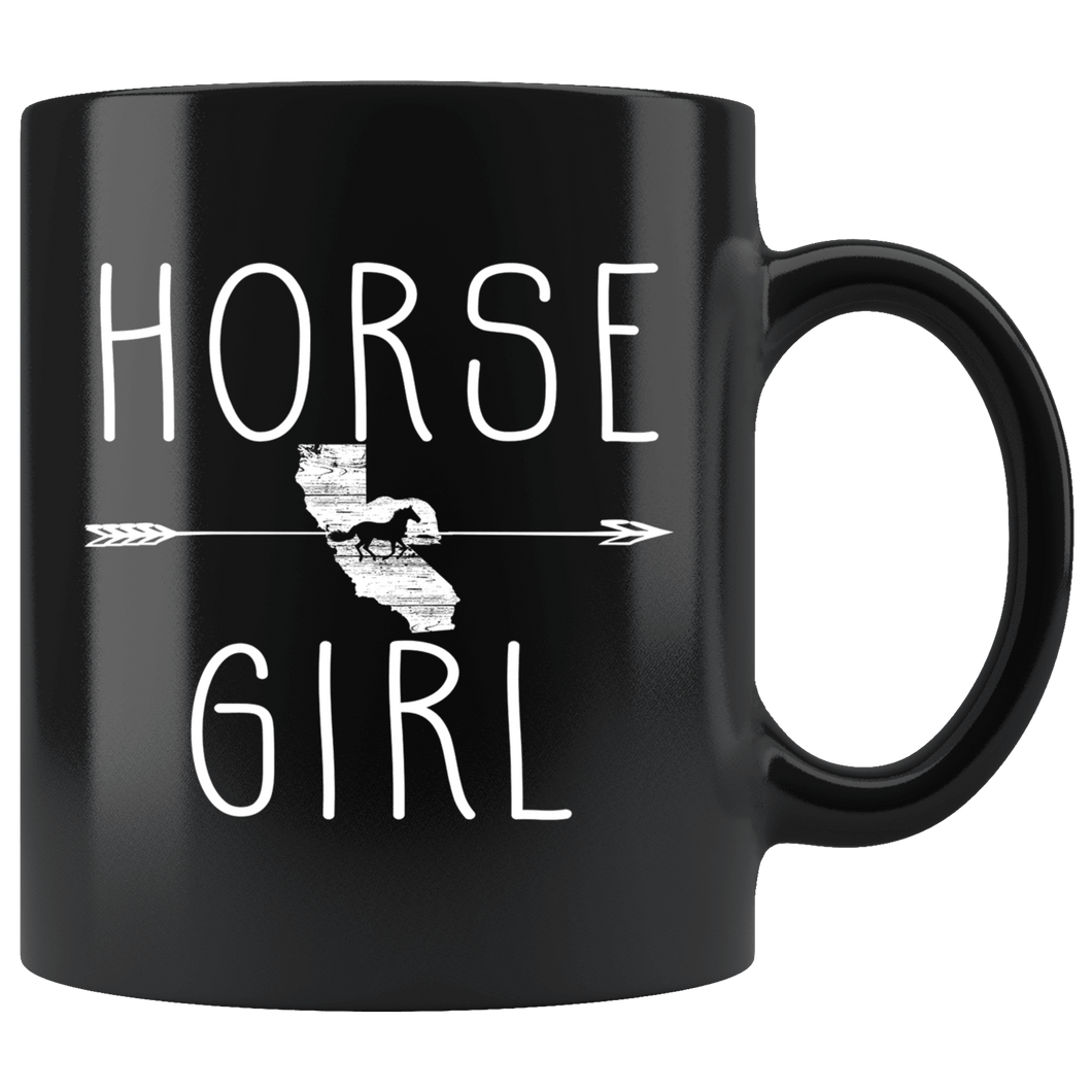 RobustCreative-California Horse Girl Gifts Californian Shape Country for women - 11oz Black Mug Riding Lover Gift Idea