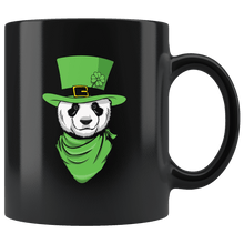 Load image into Gallery viewer, RobustCreative-Leprechaun Panda Irish Bandana Cute &amp; Funny Outfit - 11oz Black Mug lucky paddys pattys day Gift Idea
