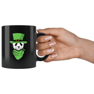 RobustCreative-Leprechaun Panda Irish Bandana Cute & Funny Outfit - 11oz Black Mug lucky paddys pattys day Gift Idea