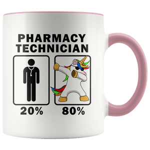 RobustCreative-Pharmacy Technician Dabbing Unicorn 80 20 Principle Graduation Gift Mens - 11oz Accent Mug Medical Personnel Gift Idea