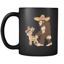 Load image into Gallery viewer, RobustCreative-Bigfoot Sasquatch Donkey - Cinco De Mayo Mexican Fiesta - No Siesta Mexico Party - 11oz Black Funny Coffee Mug Women Men Friends Gift ~ Both Sides Printed
