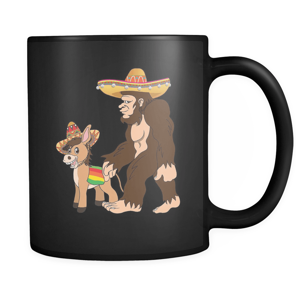 RobustCreative-Bigfoot Sasquatch Donkey - Cinco De Mayo Mexican Fiesta - No Siesta Mexico Party - 11oz Black Funny Coffee Mug Women Men Friends Gift ~ Both Sides Printed