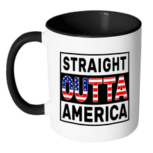 Load image into Gallery viewer, RobustCreative-Straight Outta America - American Flag 11oz Funny Black &amp; White Coffee Mug - Independence Day Family Heritage - Women Men Friends Gift - Both Sides Printed (Distressed)
