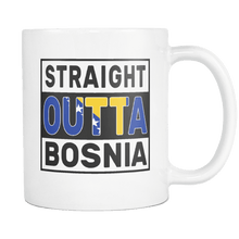 Load image into Gallery viewer, RobustCreative-Straight Outta Bosnia - Bosnian Flag 11oz Funny White Coffee Mug - Independence Day Family Heritage - Women Men Friends Gift - Both Sides Printed (Distressed)
