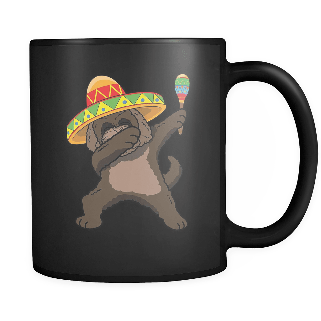 RobustCreative-Dabbing Labradoodle Dog in Sombrero - Cinco De Mayo Mexican Fiesta - Dab Dance Mexico Party - 11oz Black Funny Coffee Mug Women Men Friends Gift ~ Both Sides Printed