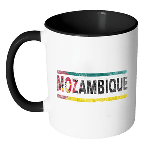 RobustCreative-Retro Vintage Flag Mozambican Mozambique 11oz Black & White Coffee Mug ~ Both Sides Printed