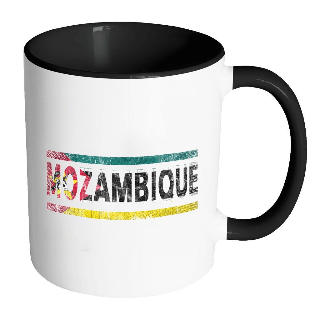 RobustCreative-Retro Vintage Flag Mozambican Mozambique 11oz Black & White Coffee Mug ~ Both Sides Printed
