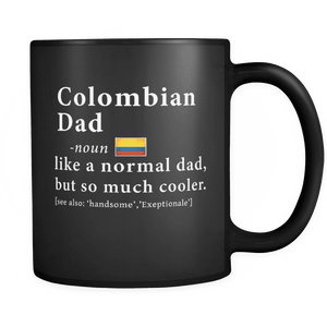 RobustCreative-Colombian Dad Definition Fathers Day Gift Flag - Colombian Pride 11oz Funny Black Coffee Mug - Colombia Roots National Heritage - Friends Gift - Both Sides Printed
