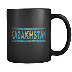 RobustCreative-Retro Vintage Flag National Pride Kazakhstan 11oz Black Coffee Mug ~ Both Sides Printed
