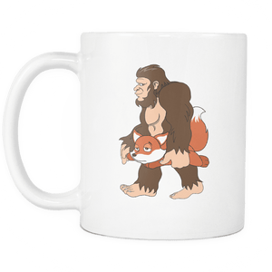 RobustCreative-Bigfoot Sasquatch Carrying Fox - I Believe I'm a Believer - No Yeti Humanoid Monster - 11oz White Funny Coffee Mug Women Men Friends Gift ~ Both Sides Printed