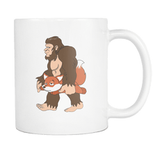 Load image into Gallery viewer, RobustCreative-Bigfoot Sasquatch Carrying Fox - I Believe I&#39;m a Believer - No Yeti Humanoid Monster - 11oz White Funny Coffee Mug Women Men Friends Gift ~ Both Sides Printed
