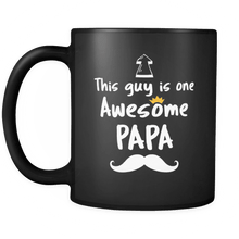 Load image into Gallery viewer, RobustCreative-One Awesome Papa Mustache - Birthday Gift 11oz Funny Black Coffee Mug - Fathers Day B-Day Party - Women Men Friends Gift - Both Sides Printed (Distressed)
