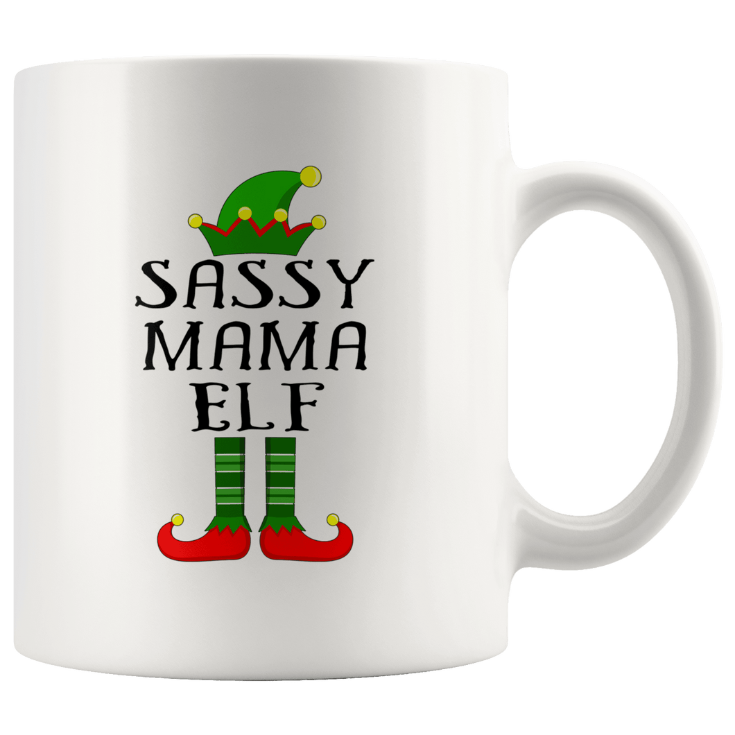 RobustCreative-Im The Sassy Mama Elf Family Matching Outfits PJ - 11oz White Mug Christmas group green pjs costume Gift Idea