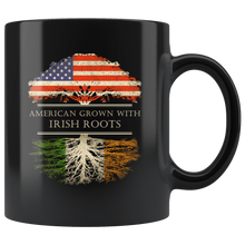 Load image into Gallery viewer, RobustCreative-Irish Roots American Grown Fathers Day Gift - Irish Pride 11oz Funny Black Coffee Mug - Real Ireland Hero Flag Papa National Heritage - Friends Gift - Both Sides Printed
