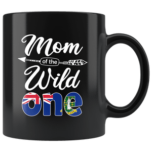 RobustCreative-Virgin Islander Mom of the Wild One Birthday British Virgin Islands Flag Black 11oz Mug Gift Idea