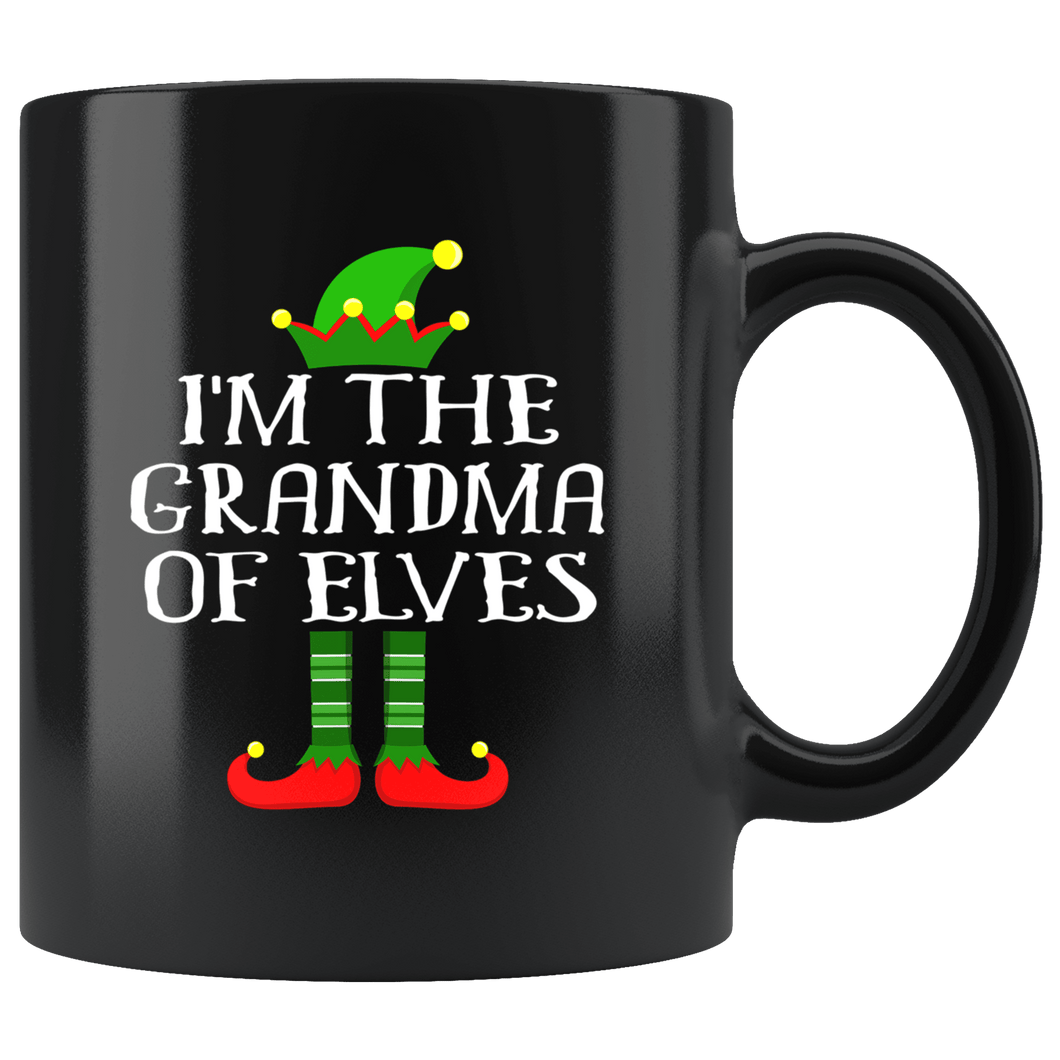 RobustCreative-Im The Grandma of Elves Family Matching Elf Outfits PJ - 11oz Black Mug Christmas group green pjs costume Gift Idea